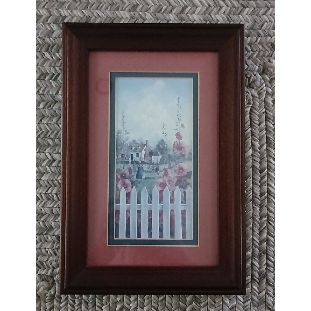Glynda Turley Framed Art Print House with White Picket Fence Country Farmhouse